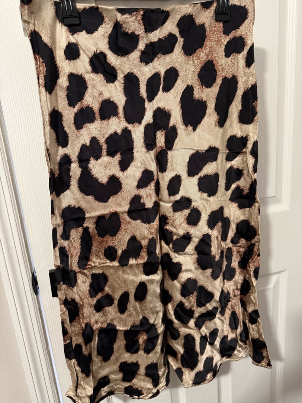 H&M Leopard Print Satin Skirt - Beige & Black